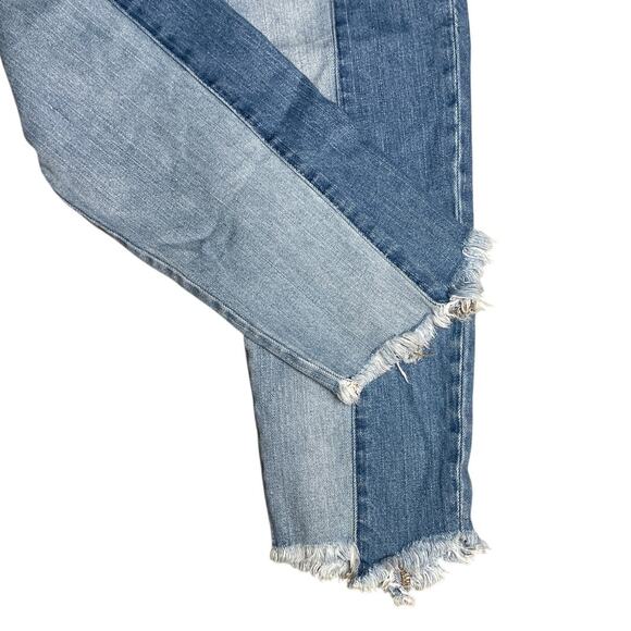 American Eagle Vintage Hi-Rise Two Tone Raw Hem Button Fly Ankle Jeans Size 6 - Picture 9 of 9